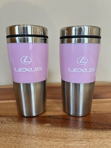 2 Lexus Pink Stainless Steel Insulated Travel Mug Reusable Thermal Coffee Cup