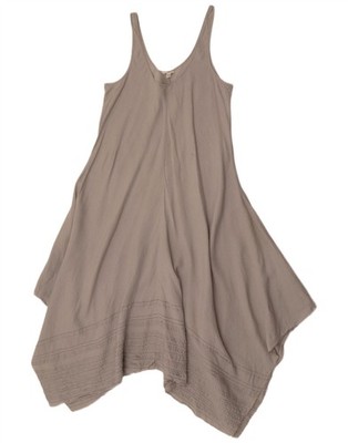 Eileen Fisher Damen asymmetrisches Zeltkleid UK 14 mittelgrau Leinen BO09