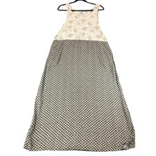 Vintage Y2K Roody Kazoody Mixed Floral Dress Sleeveless Pockets Cream Black L