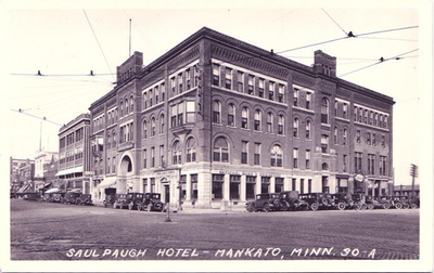 #ad #ad DOWNTOWN STREET CORNER mankato mn real photo postcard rppc saulpaugh hotel $26.65