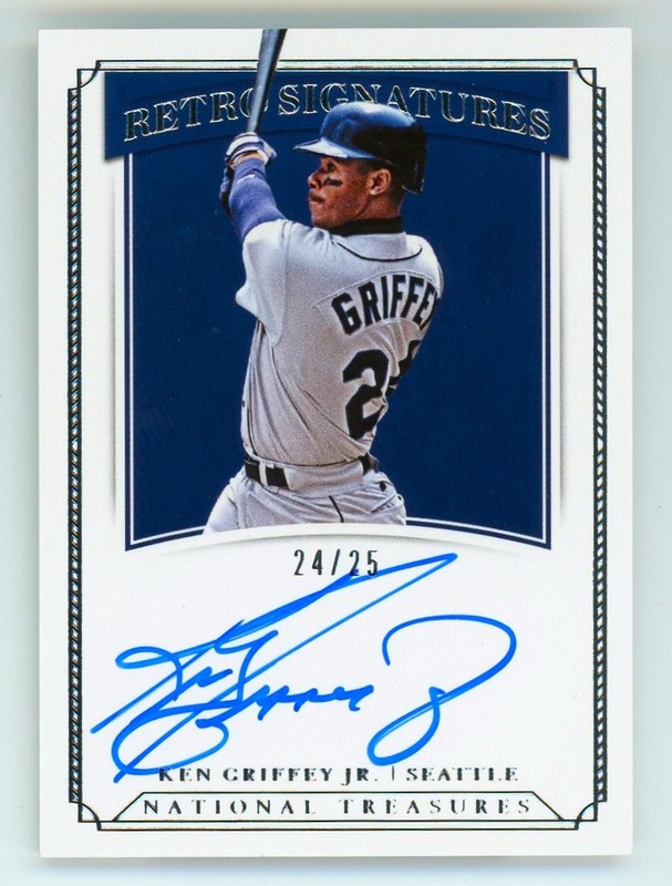 2019 National Treasures Retro Signatures Ken Griffey Jr Auto 24/25 Jersey # HOF