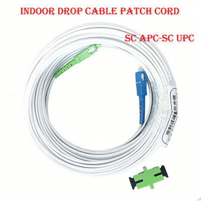 Single Mode Simplex SC/APC to SC/UPC Fiber Optic Drop Cable FTTH Indoor 3M-50M