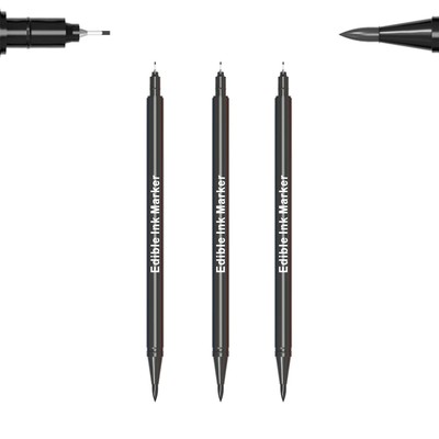 3Pcs Black Food Coloring Markers, Double Sided With Ultra Fine Tip(0.5