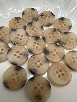 10PC Cream & Brown Resin Flat 4 Hole Buttons Coat Decorative Buttons 3/4''
