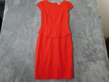 J.Crew Dress Womens 0 Red Peplum Sheath Knee Length Short Sleeve Wool Workwear