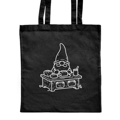 Klassische schwarze Einkaufstasche ''Wichtel Brot backen'' (ZB00031158)