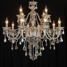 Classic Art Crystal Chandelier 12-Light Elegant Candle Pendant Light Living Room