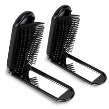 Travel Hair Brush with Mirror and Massage Comb - 2 Pack Foldable Compact Hair St