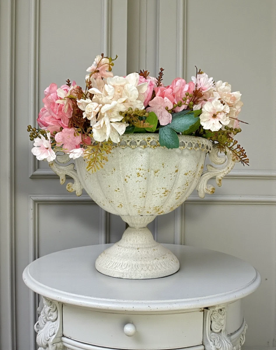 Vaso In Latta Zincata Stile Shabby Chic: Brocca Vintage Grigia Per Fiori E Piante, Decorazione Rustica Per Casa E Ufficio (H16 Cm)