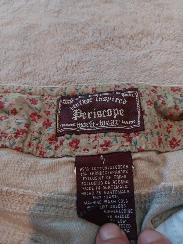 Periscope Beige Corduroy Stretch Workwear Pants Mid Rise Flared 32W 7