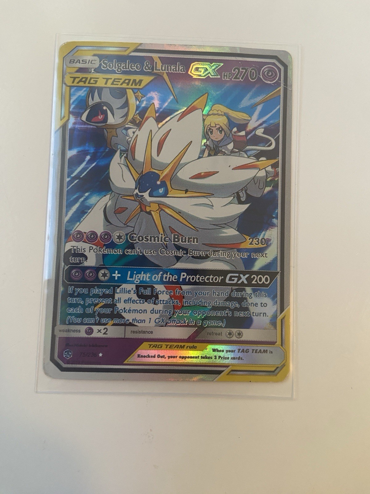 Pokémon TCG Solgaleo & Lunala GX Holo Card 75/236 Sun & Moon Cosmic Eclipse