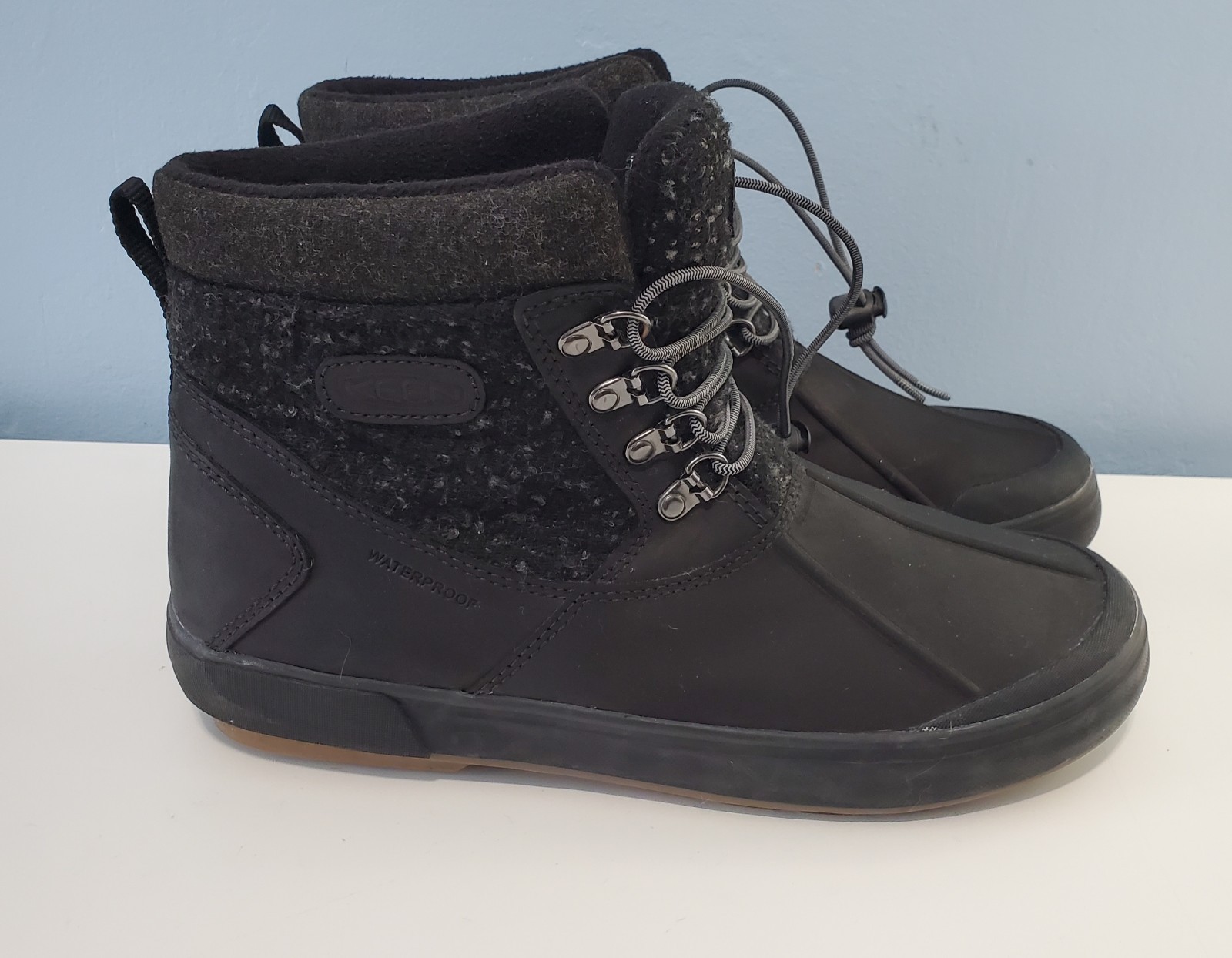 Stivaletto donna Keen taglia 10 Elsa II nero grigio caviglia lana isolato impermeabile