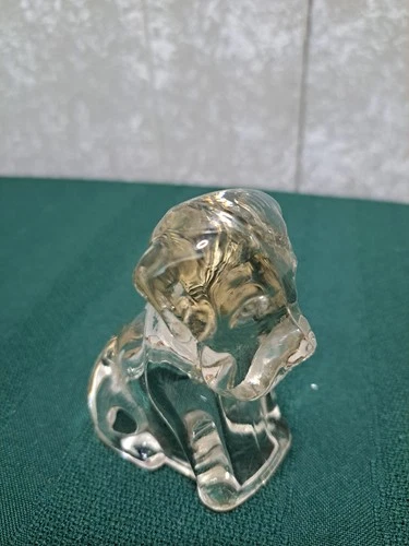 Vintage 1940’s Clear Depression Federal Glass Mopey Puppy Dog Candy Container 3"