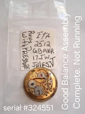 #235, ETA-2512. Good Balance Assembly Complete Not Running Jules Jurgensen 17 Jw