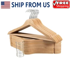 Edergoo Wooden Suit Hangers 20 Pack, Natural Solid Wood Coat Hanger with Smooth