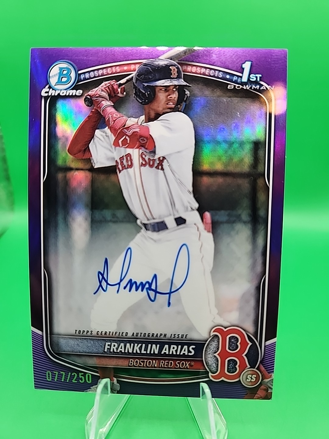 2025 Bowman Chrome Franklin Arias True Purple Refractor Auto #CPA-FA /250 BOSTON