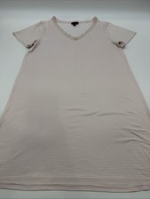 Tahari Sleep Dress Women M Striped Pink & White V-Neck .#47487