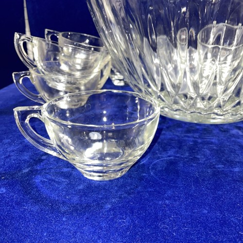 EUC VTG Hazel Atlas Clear 17 Cups & Ladle, Crown Point Anchor Hocking Punch Bowl - Picture 4 of 6