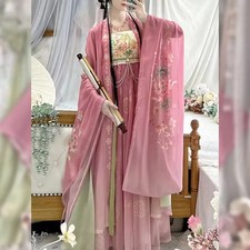 Chinese Hanfu Dress Women Carnival Cosplay Costume Tang Dynasty Embroidered Pink