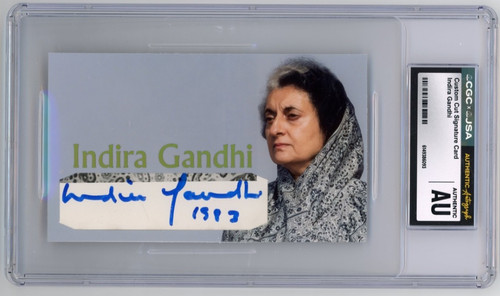 Indira Gandhi Signed Custom Cut Prime Minister Card JSA CGC Autograph Auto