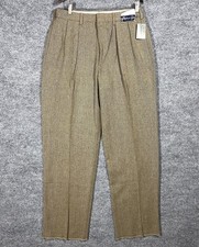 VINTAGE 80s 90s Polo Ralph Lauren Trousers Pants 33x35 Cotton Wool Herringbone