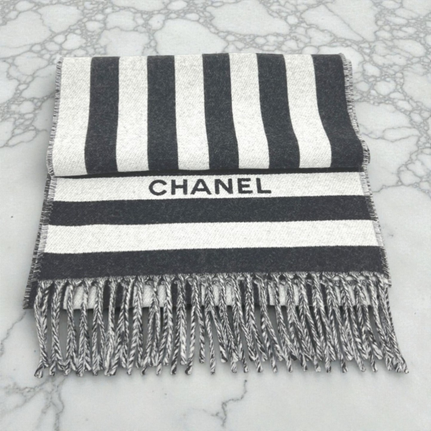 Chanel Cocomark Bicolor Wool Black Accessories