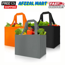 3 Pack Reusable Grocery Bags Heavy Duty Foldable Canvas Tote Large Shopping Bag