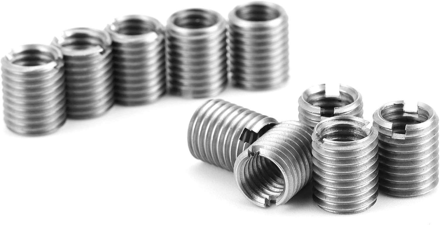 10Pcs M8x1.25 to M10x1.25 Stainless Steel Insert Nut Thread Repair Kit