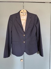 J. Crew Navy Blue White Pinstripe Gold Button Long Sleeve Blazer Wool Size 4