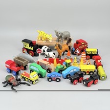 Mixed Brands Wooden Magnetic Trains Vehicles Animals Extras Toy Lot