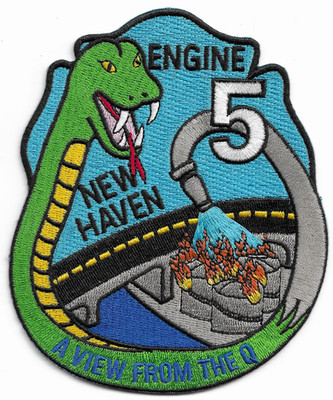 New Haven Engine - 5 ''A View From the Q, CT''  (4.25'' x 5'' size) fire patch