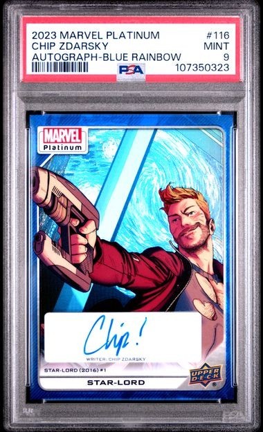 2023 Marvel Platinum Star-Lord Blue Rainbow Auto /15 Chip Zdarsky PSA 9 - 14/15