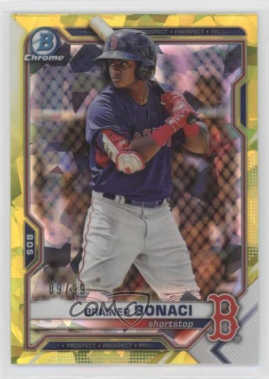 2021 Bowman Chrome Draft Sapphire Yellow 89/99 Brainer Bonaci #BDC-54 06qf