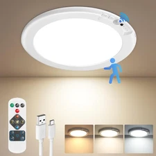 Rechargeable Motion Sensor Ceiling Light with Remote, Battery Operated Closet Li