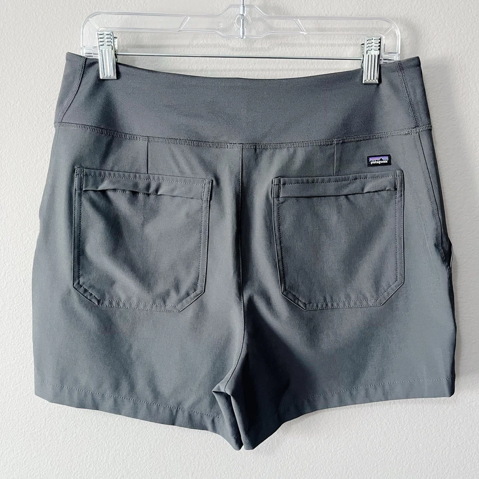 Shorts Patagonia Happy Hike cinza tamanho médio 4" costura interna externa resistente à água - Imagem 3 de 4