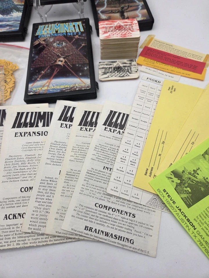 Illuminati By Steve Jackson Game w/ Expansion Sets 1,2,3 Rare Vintage Conspiracy - Image 3 of 4