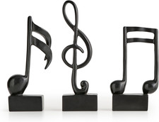 Estatua de nota musical de 3 piezas decoración del hogar decoración moderna de sala de estar esculpida negra