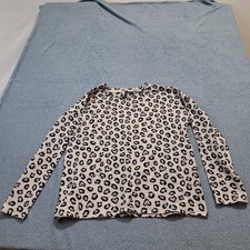 Jaclyn Intimates Women's Beige and Black Leopard Print Long-sleeved Top Size M