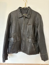 Real Leather Mens Vintage Style Distressed Leather Jacket L BNWT Black/ D Brown