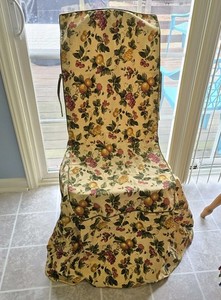 Waverly Garden Room FLORAL MANOR FRUIT Dining Chair Cover Armless 42" Tall