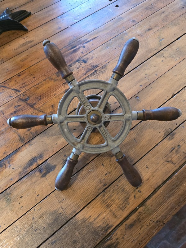 Vintage Perko 13" Ship Boat Wheel Steering Helm Nautical Metal Wood Handles