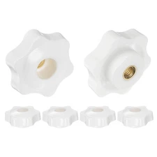 6pcs Star Knobs M6 Thread 38mm Head Through Hole Brass Insert Hand Knob White