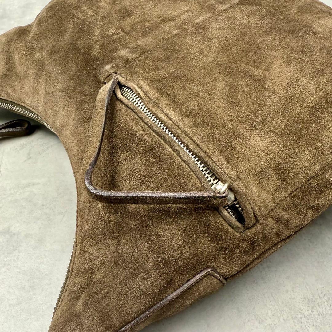 PRADA Shoulder Bag Khaki Brown Suede Women Y2K vintage Handbag Logo embossed JPN thumbnail 15