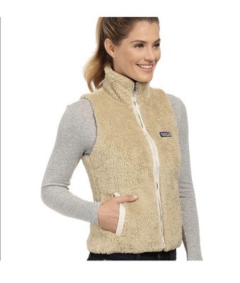Patagonia Vest Womens Medium Beige Los Gatos Sherpa Fleece Full Zip Pockets Warm