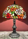 Vintage Tiffany Style Stained Glass Table Lamp 19” Tall x 6” Base x 12” Shade