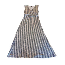 TALBOTS BLACK & WHITE CHEVRON PRINT SLEEVELESS MAXI DRESS - SIZE MEDIUM