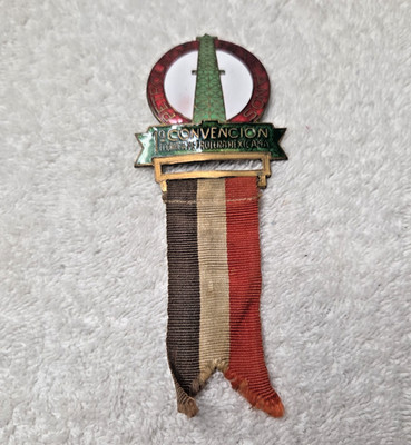 Vintage Pemex 1a Convencion Tecnica Petrolera Mexicana Ribbon Badge Pin Oil Gas