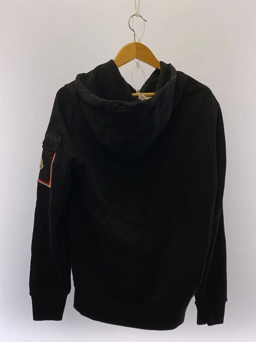MONCLER felpa con cappuccio zip L cotone nero tinta unita h10918g00020 usata