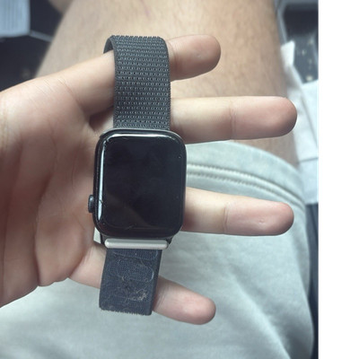 Apple Smart Watch 44mm Black Aluminum Case, Black Nylon Band, Fitness Tracker