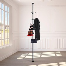 Coat Rack Freestanding Adjustable 56-125 inch Tension Rod Coat Tree 12 Hooks